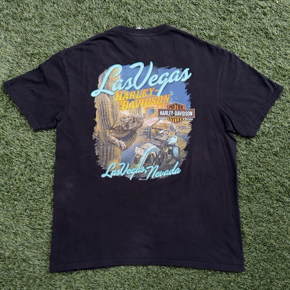 Harley Davidson Las Vegas Graphic Moto Tee Shirt XL Black Skull Biker Cotton